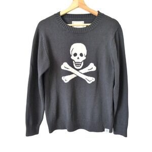 Long Wharf Supply Co Skull Crossbones Sweater Charcoal Grey Black Pirate Size XL